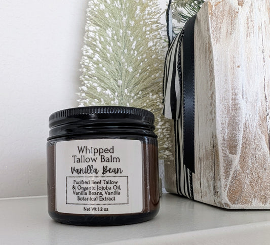 Vanilla Bean Infused Whipped Tallow Balm: Deeply Moisturizing, All-Natural Skin Nourishment